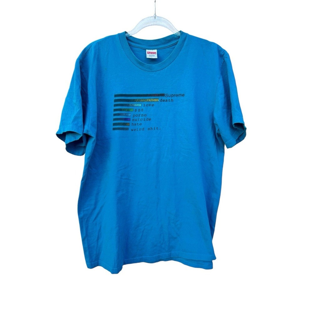 Supreme Chart T Shirt Men's Large Cyan Short Sleeve RARE